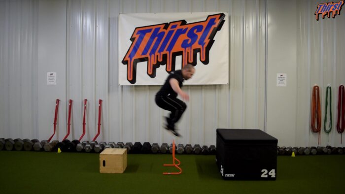 Depth Drop To Hurdle Hop To Box Jump