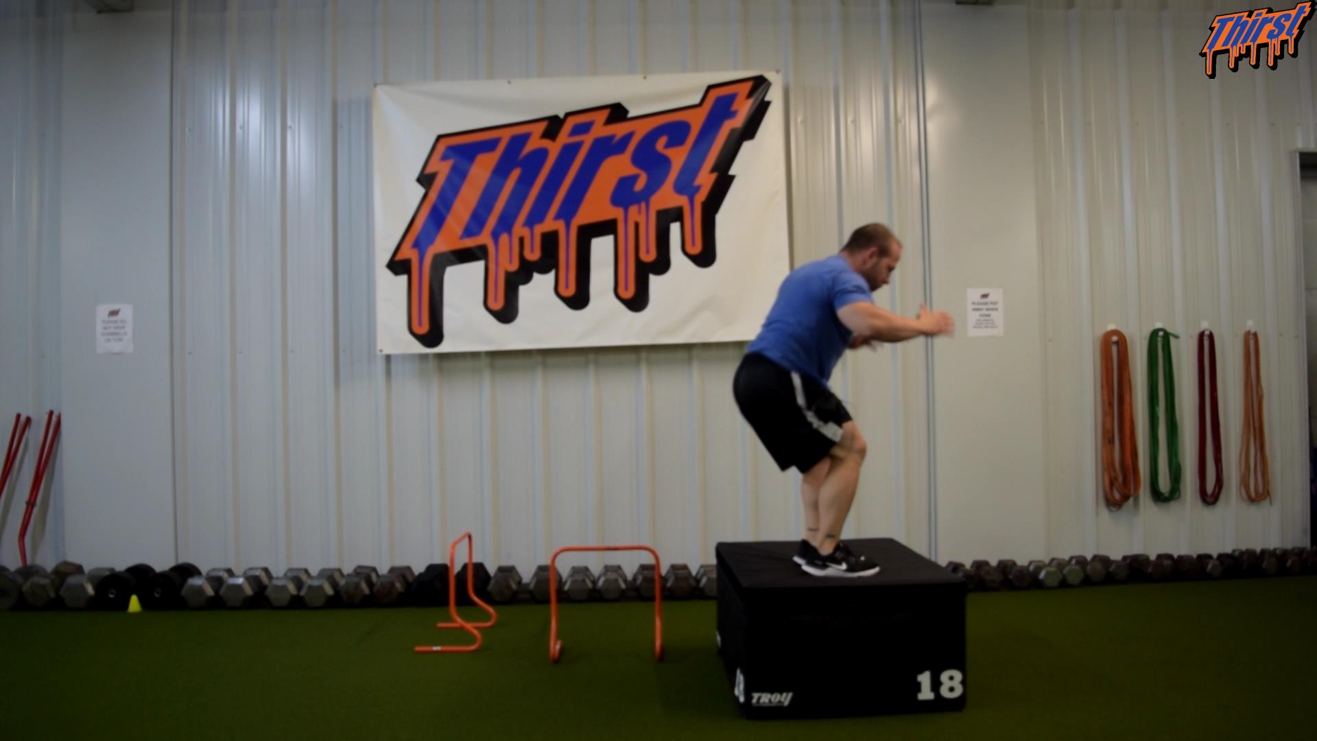 Hurdle Hop To Lateral Hurdle Hop To Box Jump THIRST