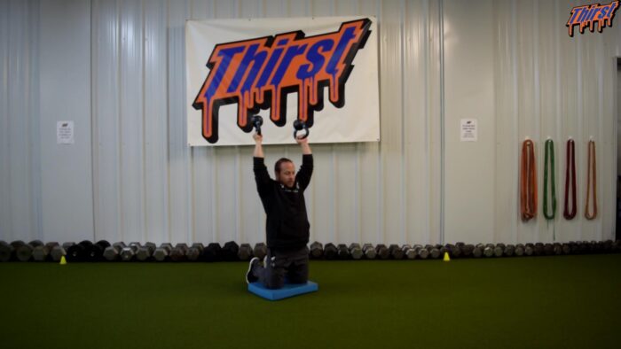 Tall Kneeling Bottoms Up KB Overhead Press