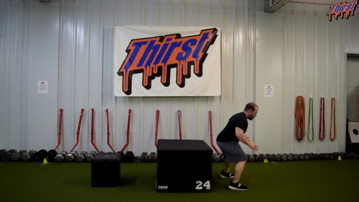 Seated Box Jump To Depth Drop