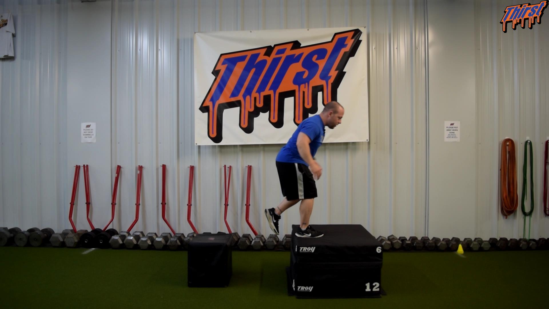 Seated Box Jump To Single Leg Landing THIRST