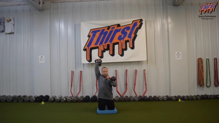 Tall Kneeling Alternating KB Overhead Press
