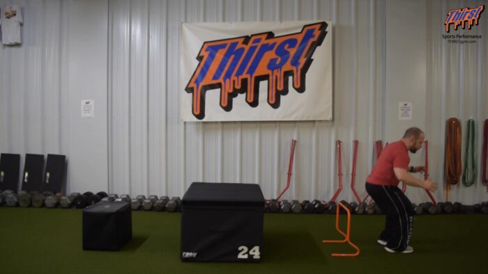 Seated Box Jump To Depth Drop To Hurdle Hop