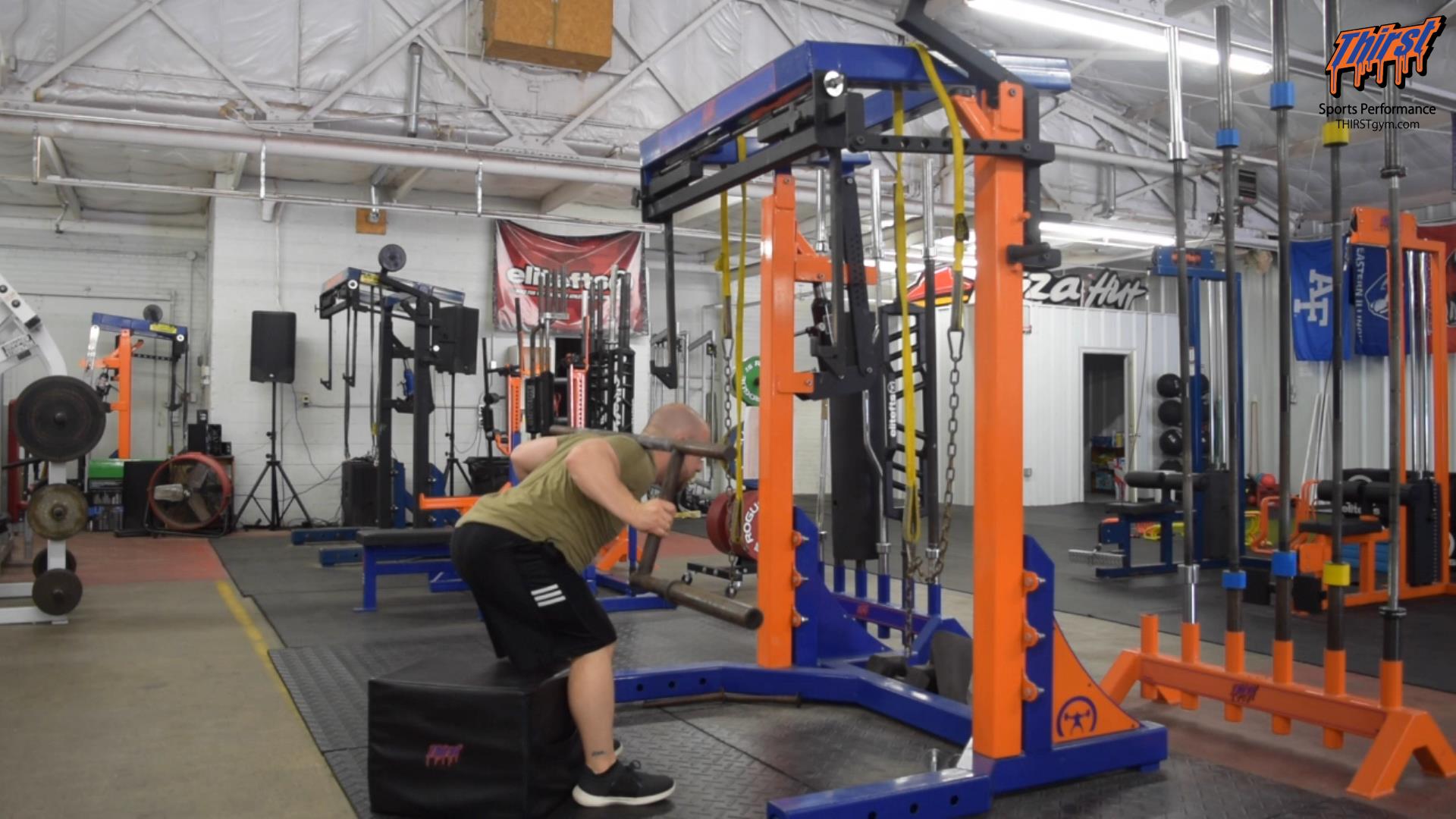 Cambered Bar Good Morning To Low Box Squat