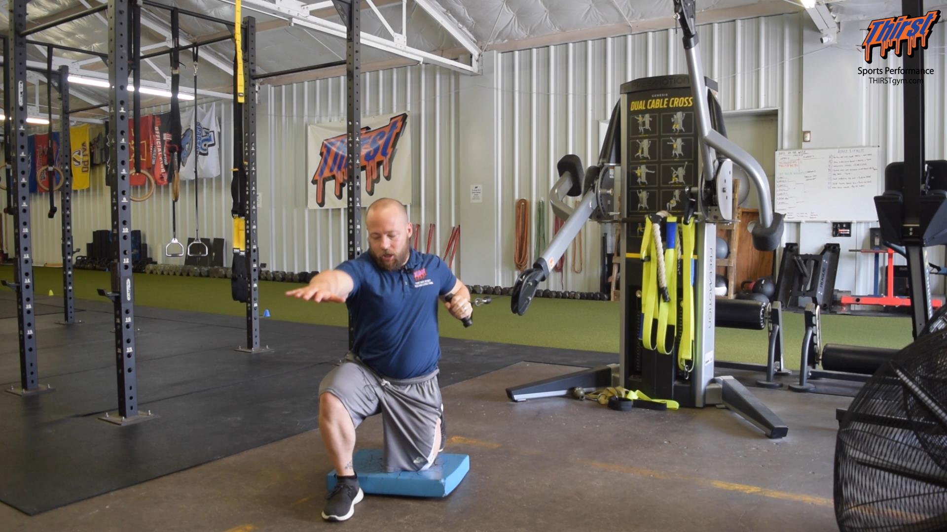 Half Kneeling Cable Chest Press With Opposite Reach