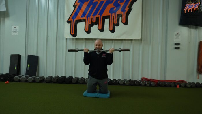 Tall Kneeling Barbell Bicep Curl