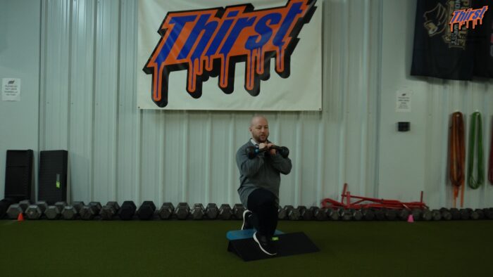 Slantboard Double KB Front Rack Split Squat