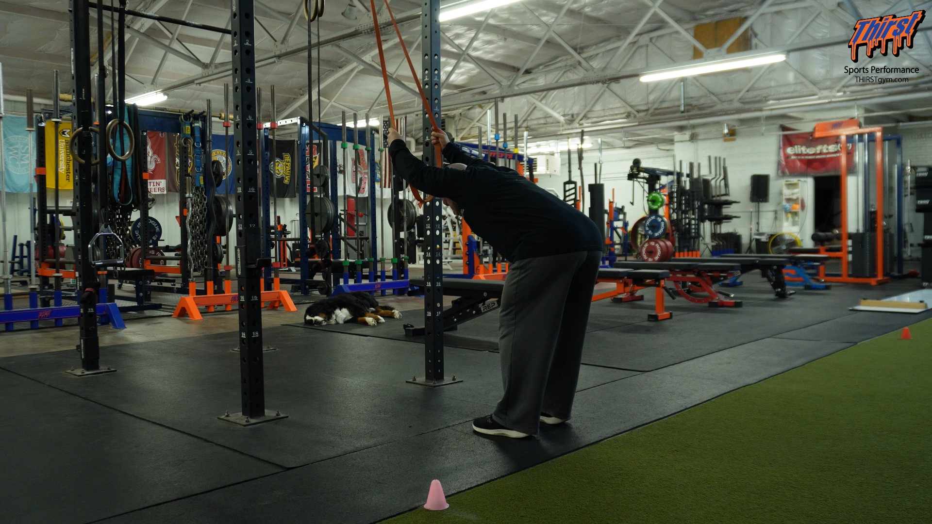 Bent Over Band Lat Stretch
