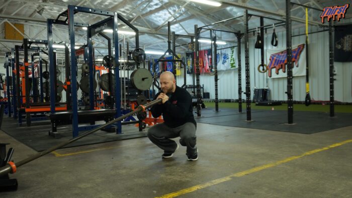 Floating Heel Landmine Goblet Squat