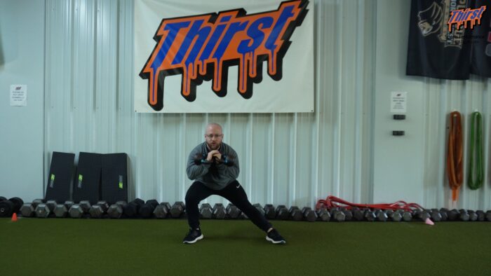 Double KB Front Rack In-Place Lateral Lunge