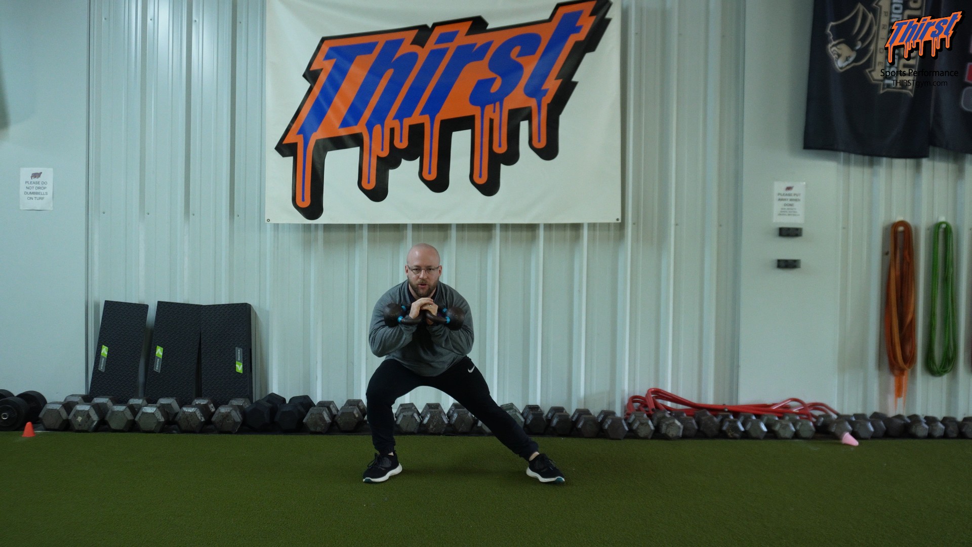 Double KB Front Rack In-Place Lateral Lunge