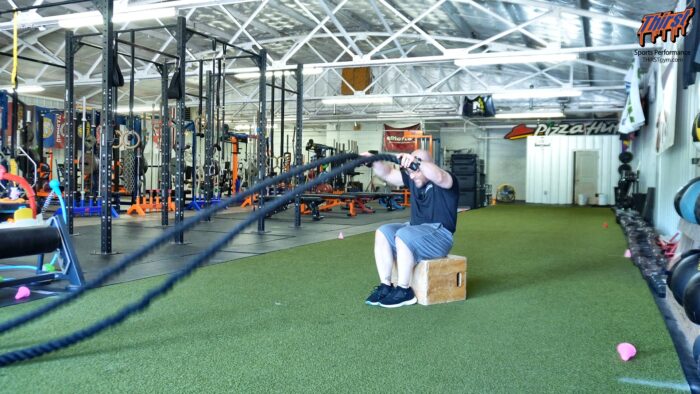 Short Seated Battle Rope Slams