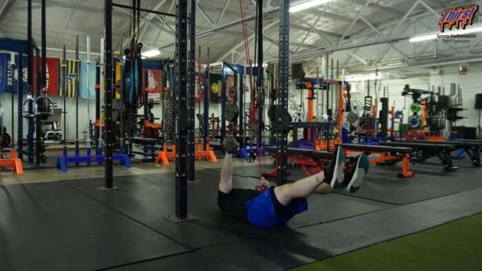 Hollow Hold Band Row With DB Floor Press
