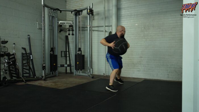 Single Leg Two Hop Rotational Med Ball Shot Put