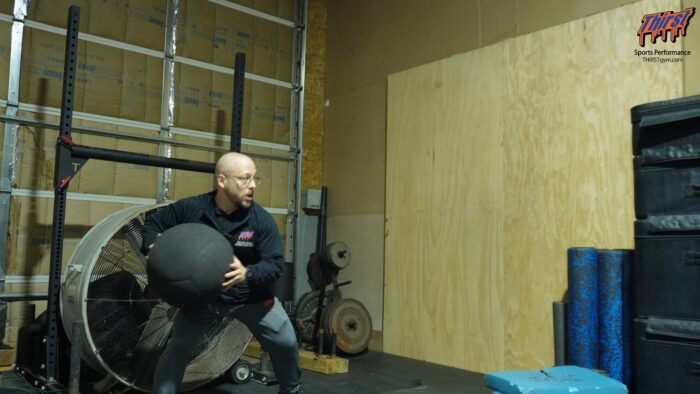 Drop Lunge To Rotational Med Ball Shot Put