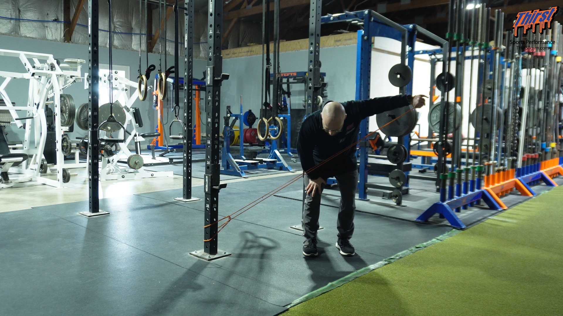 Bent Over Single Arm Band Rear Delt Raise